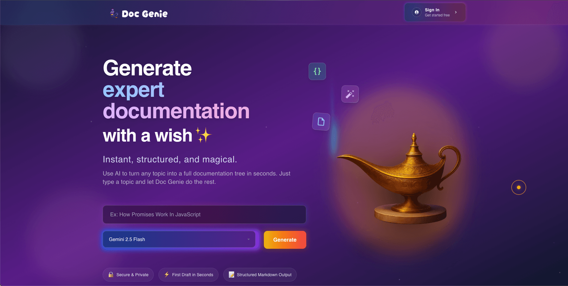 Screenshot of Doc Genie project